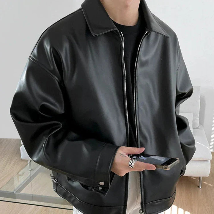 Kai | Men's Retro Style Oversized Leather Bomber Jacket