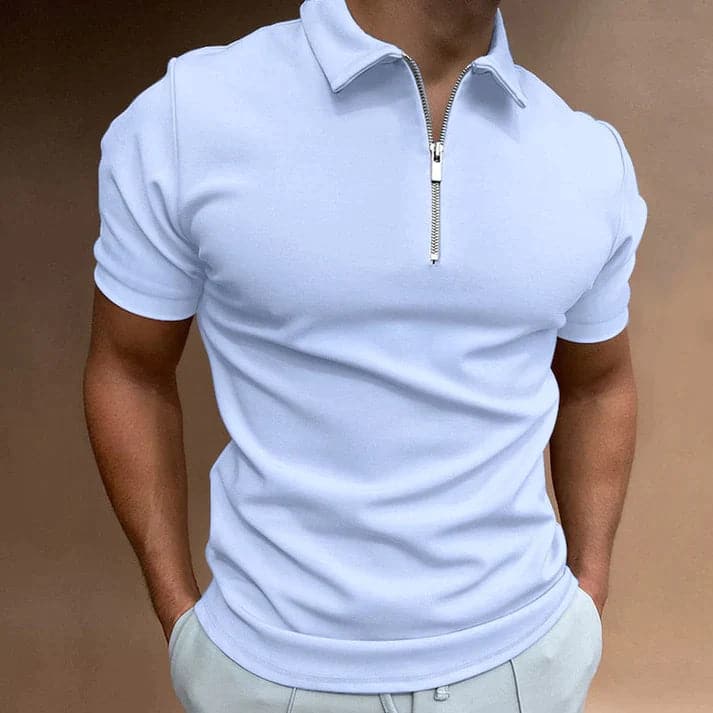 Lucian | Men's Modern Slim-Fit Quarter-Zip Polo Shirt