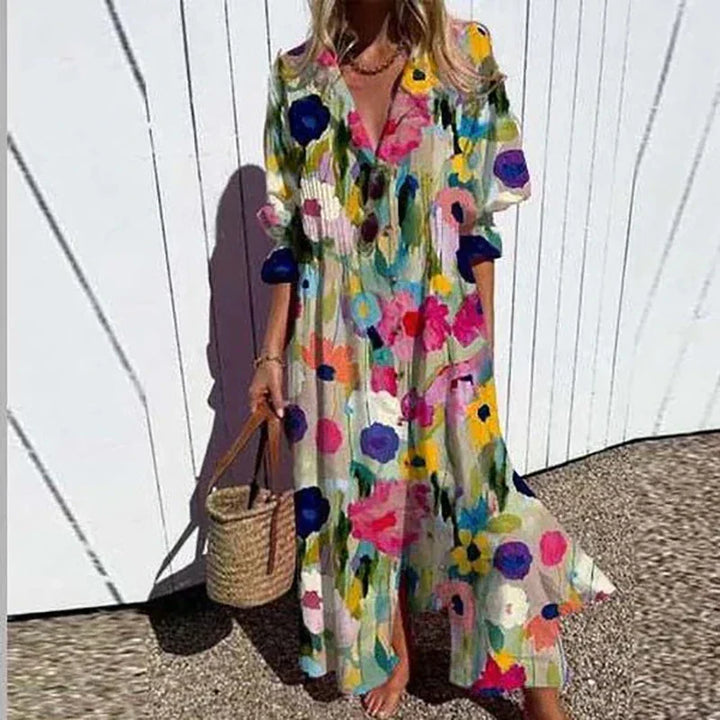 Poppy | Women's Chic Collared Button-Down Maxi Dress