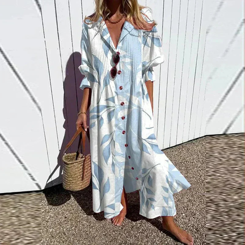 Poppy | Women's Chic Collared Button-Down Maxi Dress