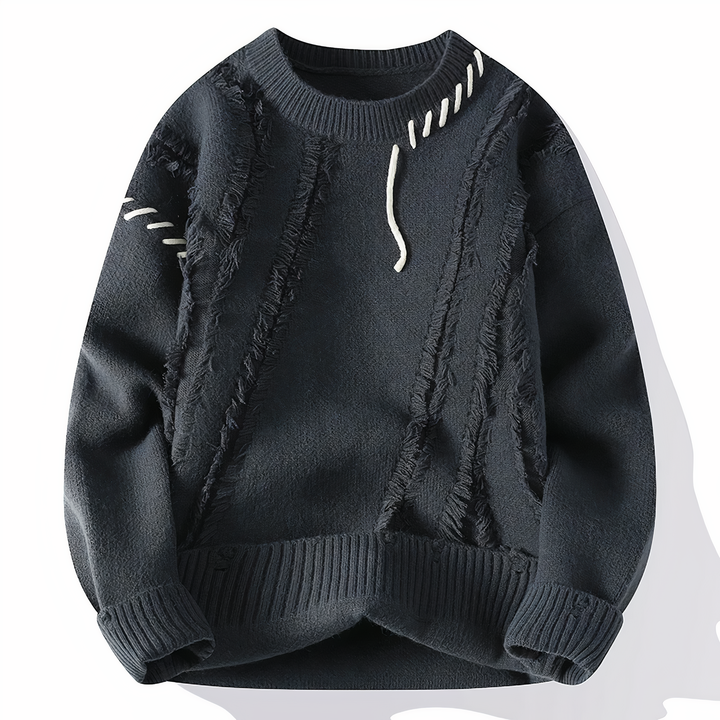 Samuel | Men's Edgy Patchwork Crewneck Sweater