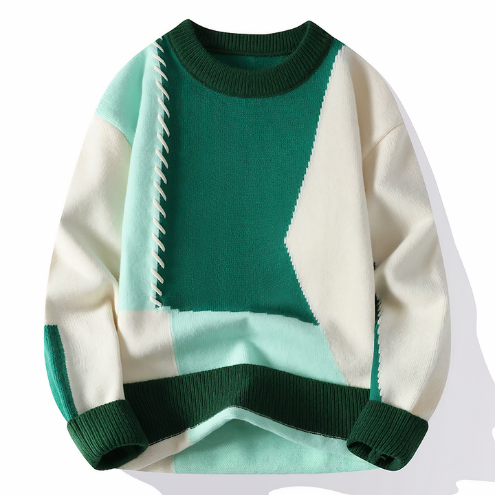 Samuel | Men's Edgy Patchwork Crewneck Sweater