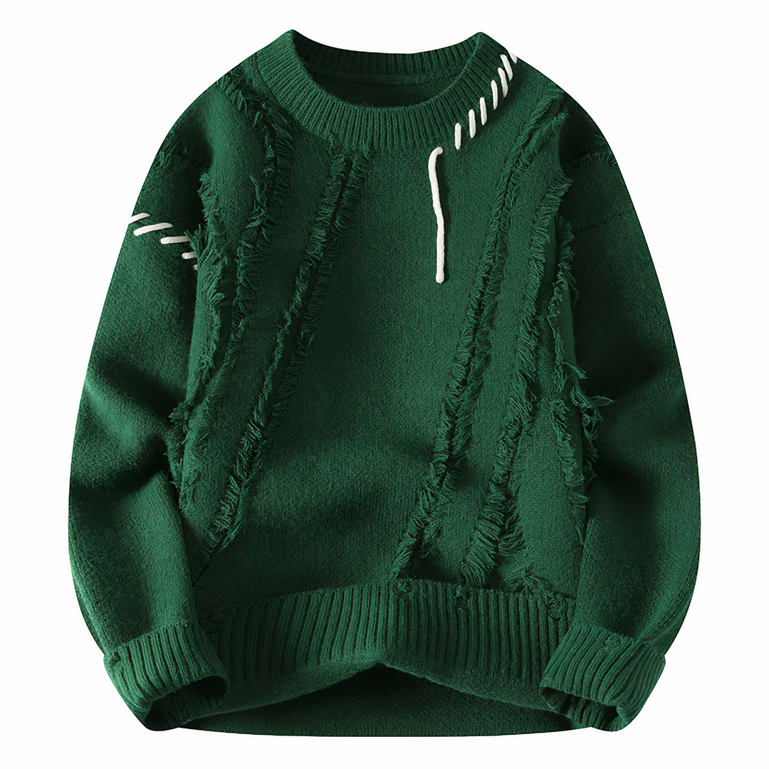 Samuel | Men's Edgy Patchwork Crewneck Sweater