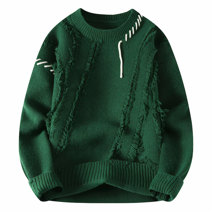 Samuel | Men's Edgy Patchwork Crewneck Sweater