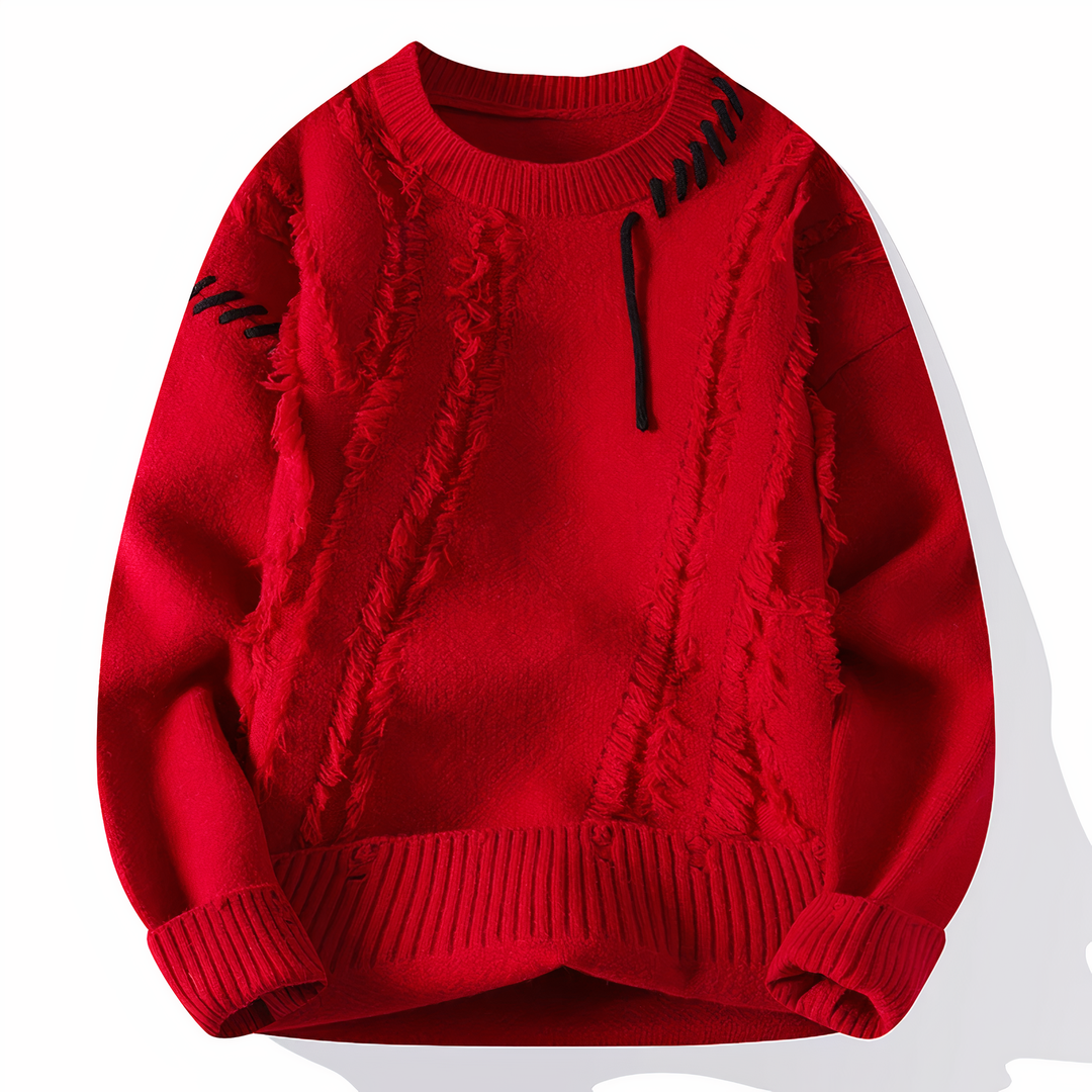 Samuel | Men's Edgy Patchwork Crewneck Sweater