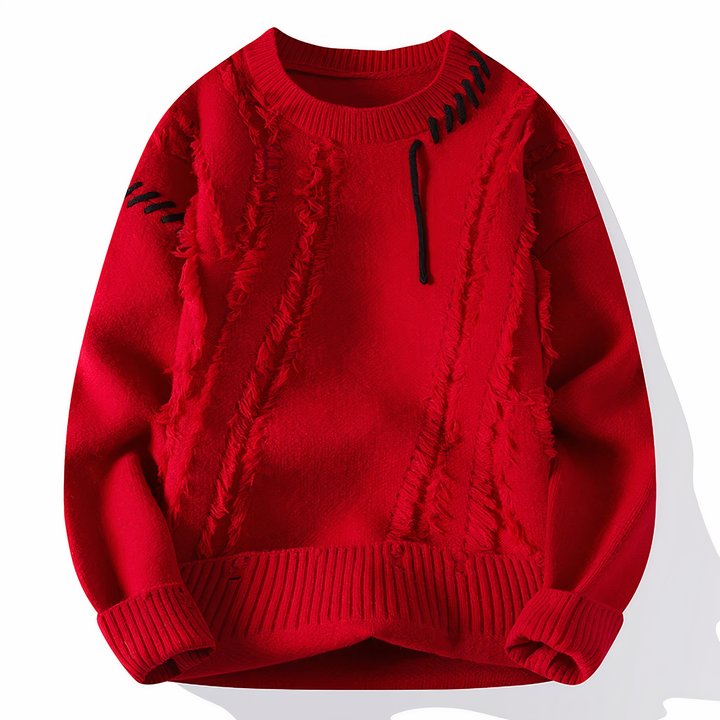 Samuel | Men's Edgy Patchwork Crewneck Sweater