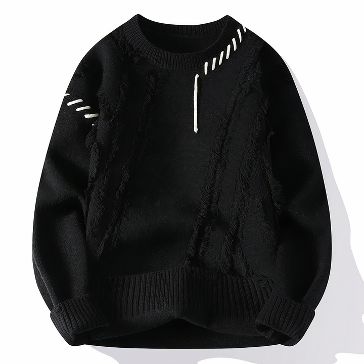 Samuel | Men's Edgy Patchwork Crewneck Sweater