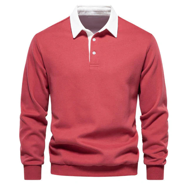 Gabriel | Men's Stylish Contrast Collar Long Sleeves Polo Shirt