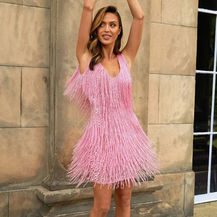 Noelle | Women's Glittering Sequin Fringe Mini Dress