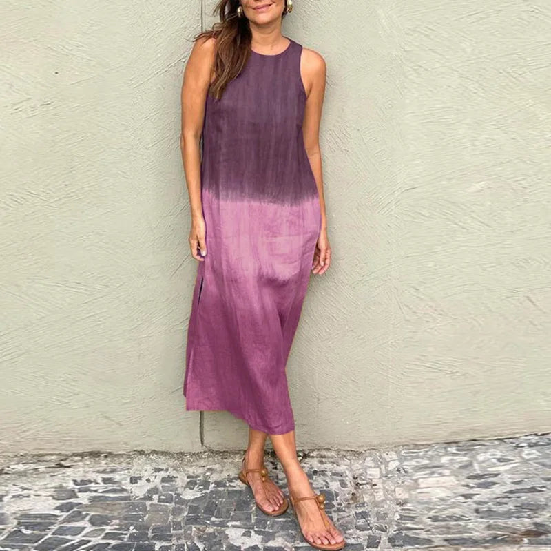 Caroline | Women's Stylish Sleeveless Gradient Summer Dress with Slit