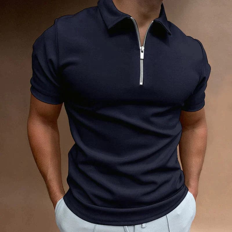 Lucian | Men's Modern Slim-Fit Quarter-Zip Polo Shirt