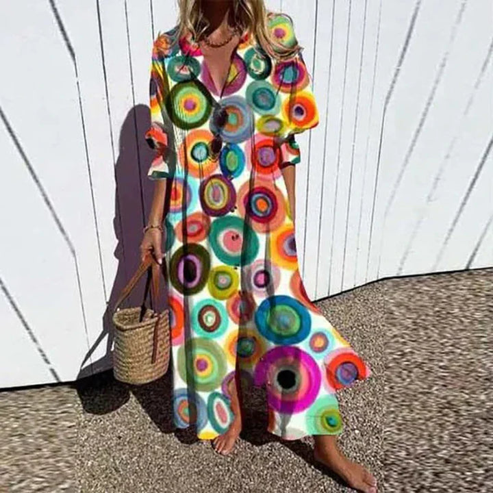 Poppy | Women's Chic Collared Button-Down Maxi Dress