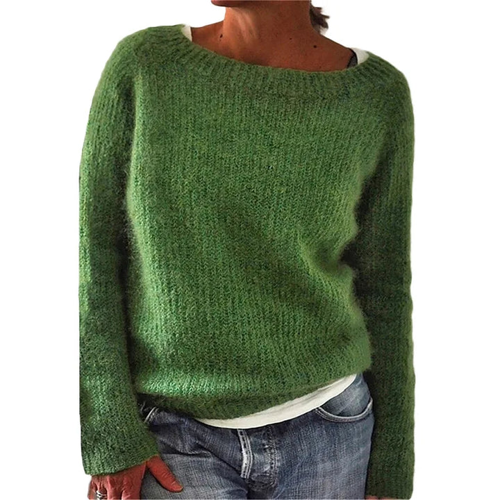 Sage | Women’s Chunky Knit Boat Neck Pullover Sweater