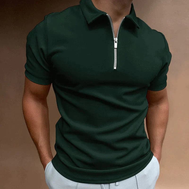 Lucian | Men's Modern Slim-Fit Quarter-Zip Polo Shirt