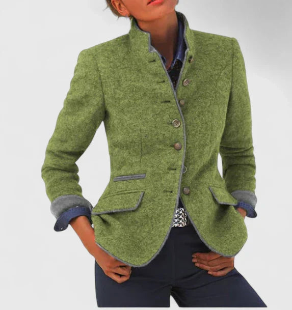Maryam | Women's Tailored Tweed Blazer with Contrast Trim