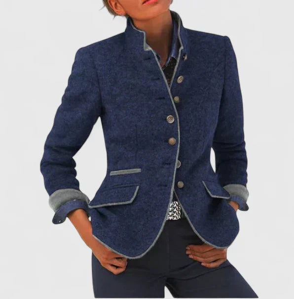 Maryam | Women's Tailored Tweed Blazer with Contrast Trim