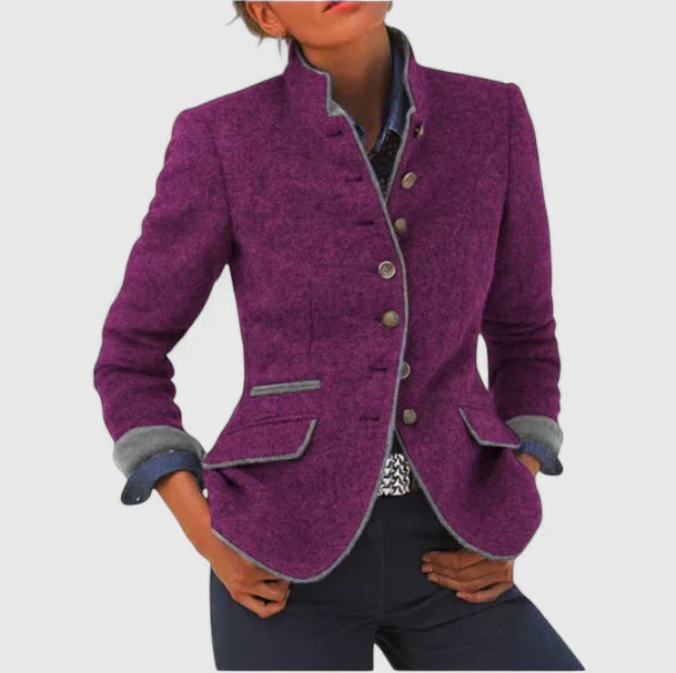 Maryam | Women's Tailored Tweed Blazer with Contrast Trim
