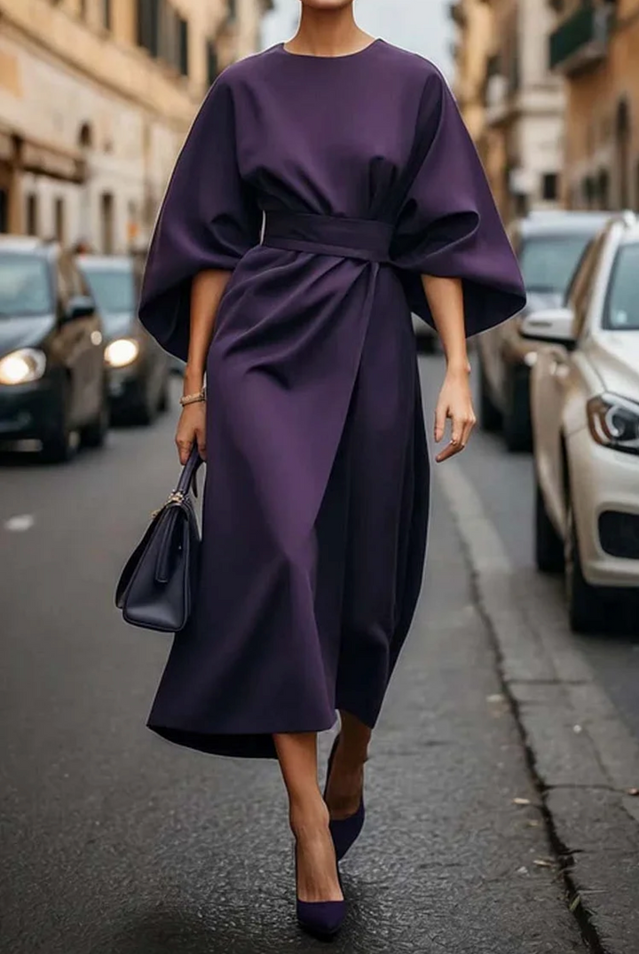 Naomi | Women’s Belted Kimono Sleeve Midi Dress