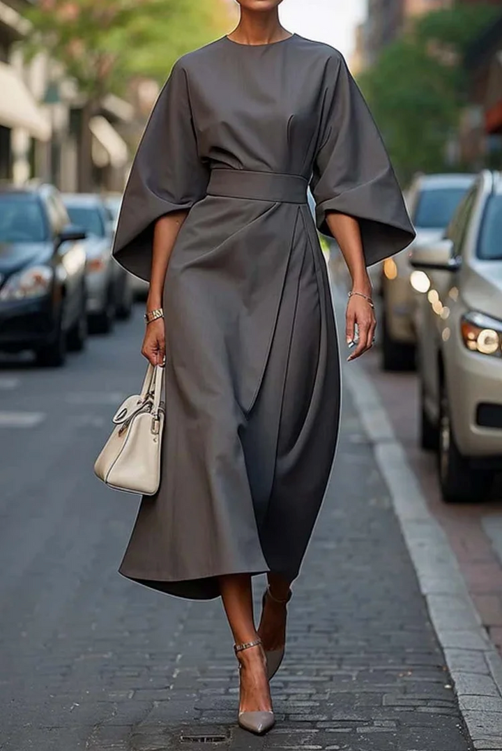 Naomi | Women’s Belted Kimono Sleeve Midi Dress