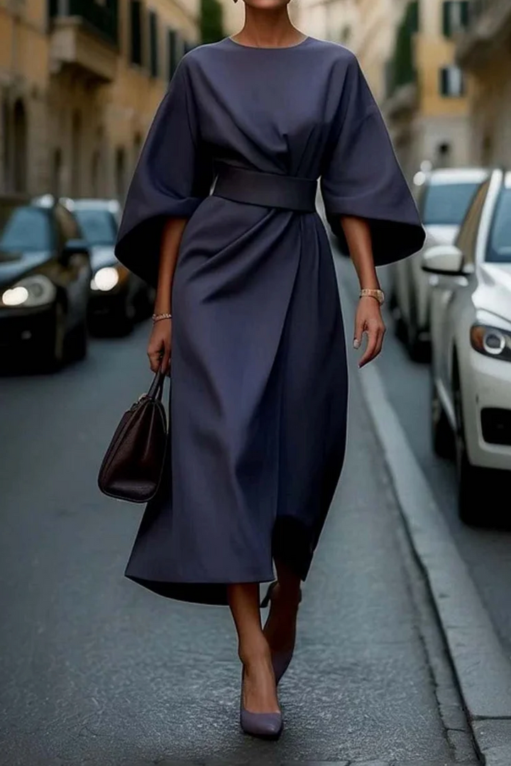 Naomi | Women’s Belted Kimono Sleeve Midi Dress