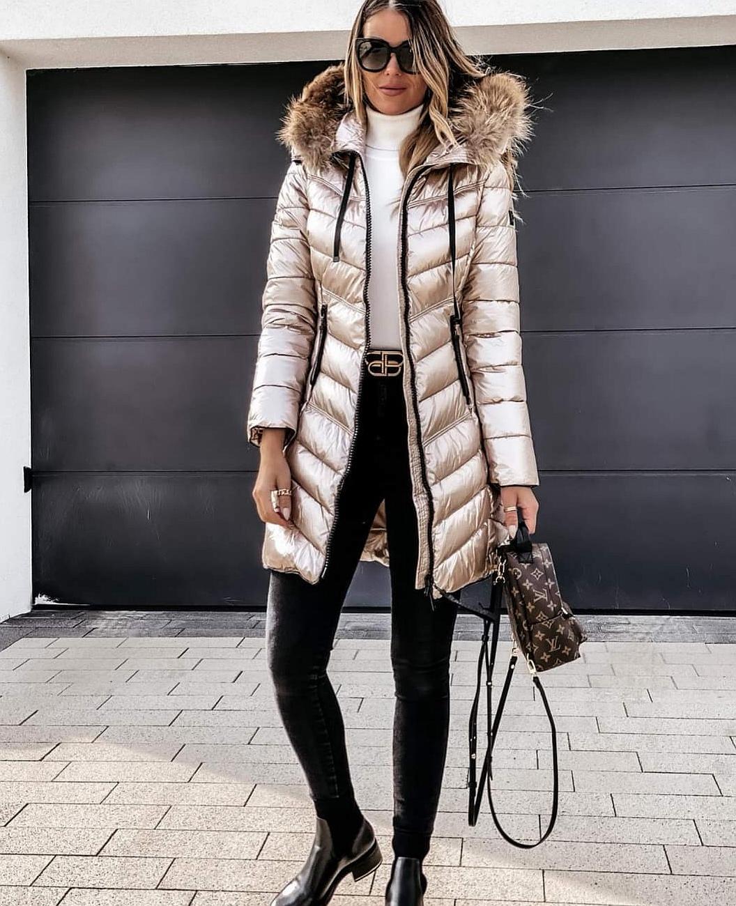 Rita | Women's Chic Metallic Longline Puffer Jacket