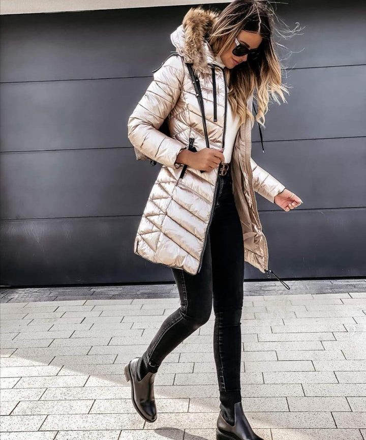 Rita | Women's Chic Metallic Longline Puffer Jacket