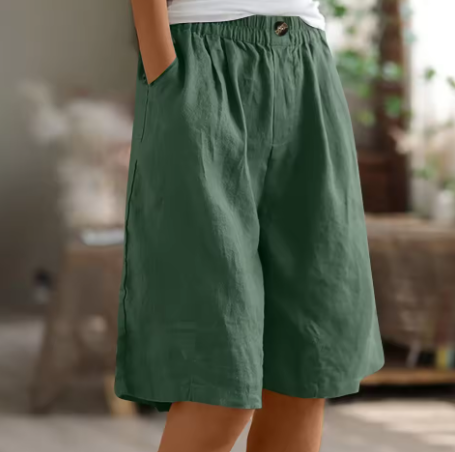 Belinda | Women's Linen Wide Leg Bermuda Shorts with Pockets