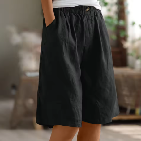 Belinda | Women's Linen Wide Leg Bermuda Shorts with Pockets