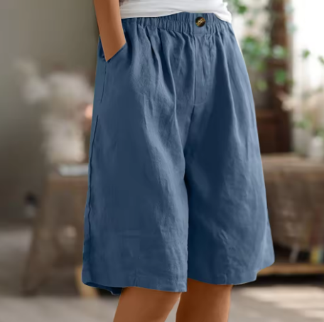 Belinda | Women's Linen Wide Leg Bermuda Shorts with Pockets