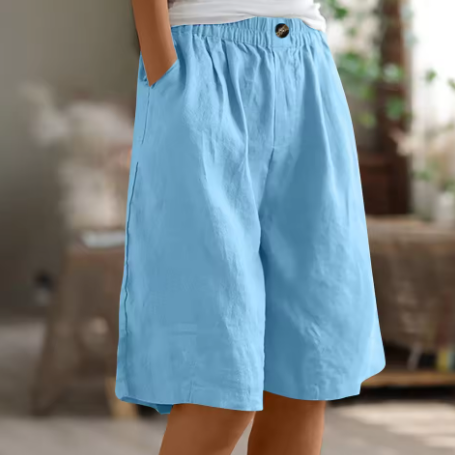 Belinda | Women's Linen Wide Leg Bermuda Shorts with Pockets