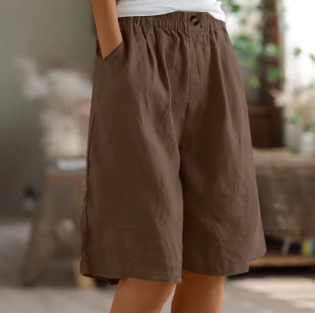 Belinda | Women's Linen Wide Leg Bermuda Shorts with Pockets