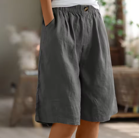 Belinda | Women's Linen Wide Leg Bermuda Shorts with Pockets