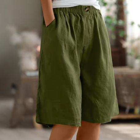 Belinda | Women's Linen Wide Leg Bermuda Shorts with Pockets