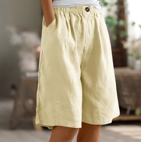 Belinda | Women's Linen Wide Leg Bermuda Shorts with Pockets