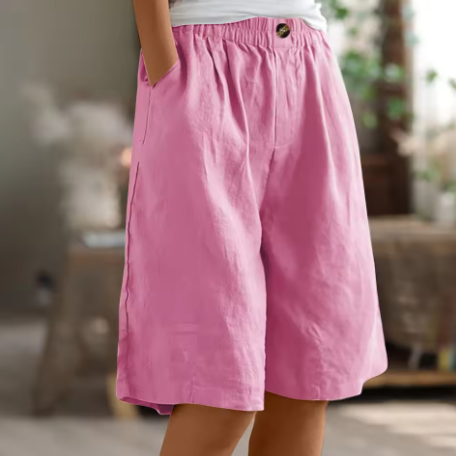 Belinda | Women's Linen Wide Leg Bermuda Shorts with Pockets