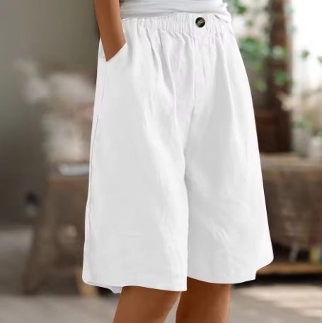 Belinda | Women's Linen Wide Leg Bermuda Shorts with Pockets