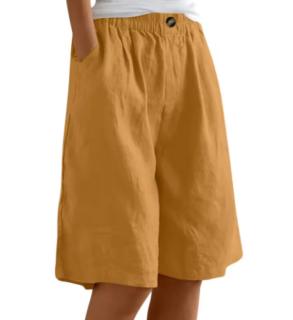 Belinda | Women's Linen Wide Leg Bermuda Shorts with Pockets