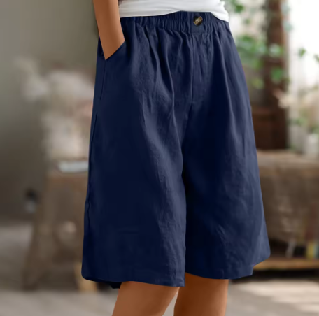 Belinda | Women's Linen Wide Leg Bermuda Shorts with Pockets