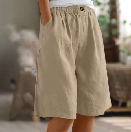 Belinda | Women's Linen Wide Leg Bermuda Shorts with Pockets