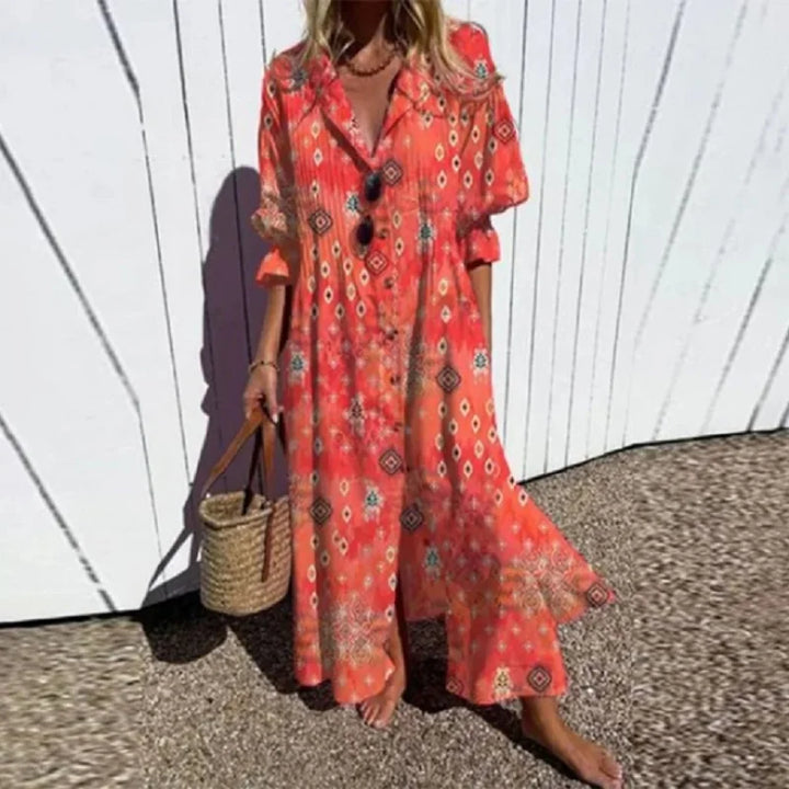 Poppy | Women's Chic Collared Button-Down Maxi Dress