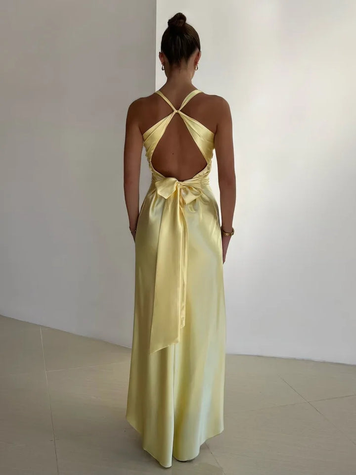 Corinne | Women's Elegant Summer Backless Satin Dress