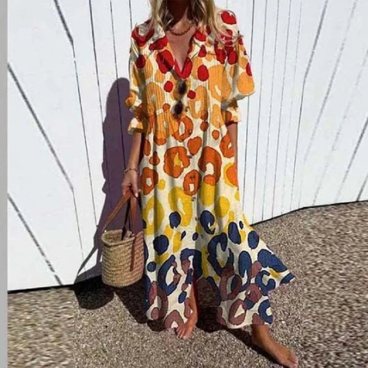 Poppy | Women's Chic Collared Button-Down Maxi Dress