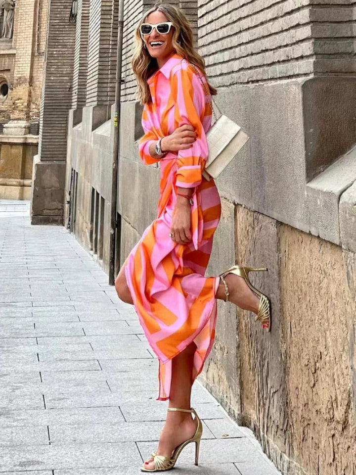 Amanda | Women’s Chic V-neck Wrap Shirt Dress