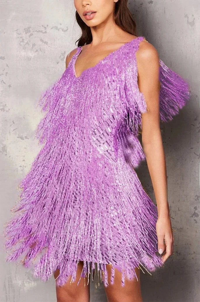Noelle | Women's Glittering Sequin Fringe Mini Dress