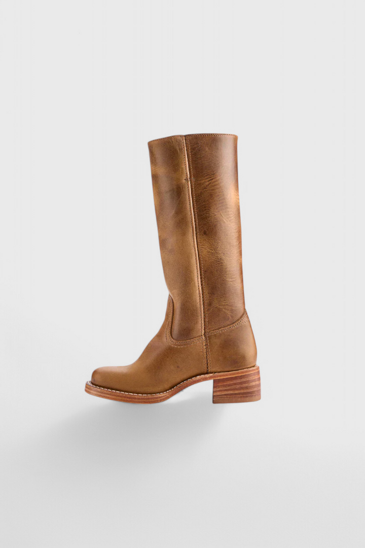 Nora | Women's Mid-Calf Leather Boot with Block Heel