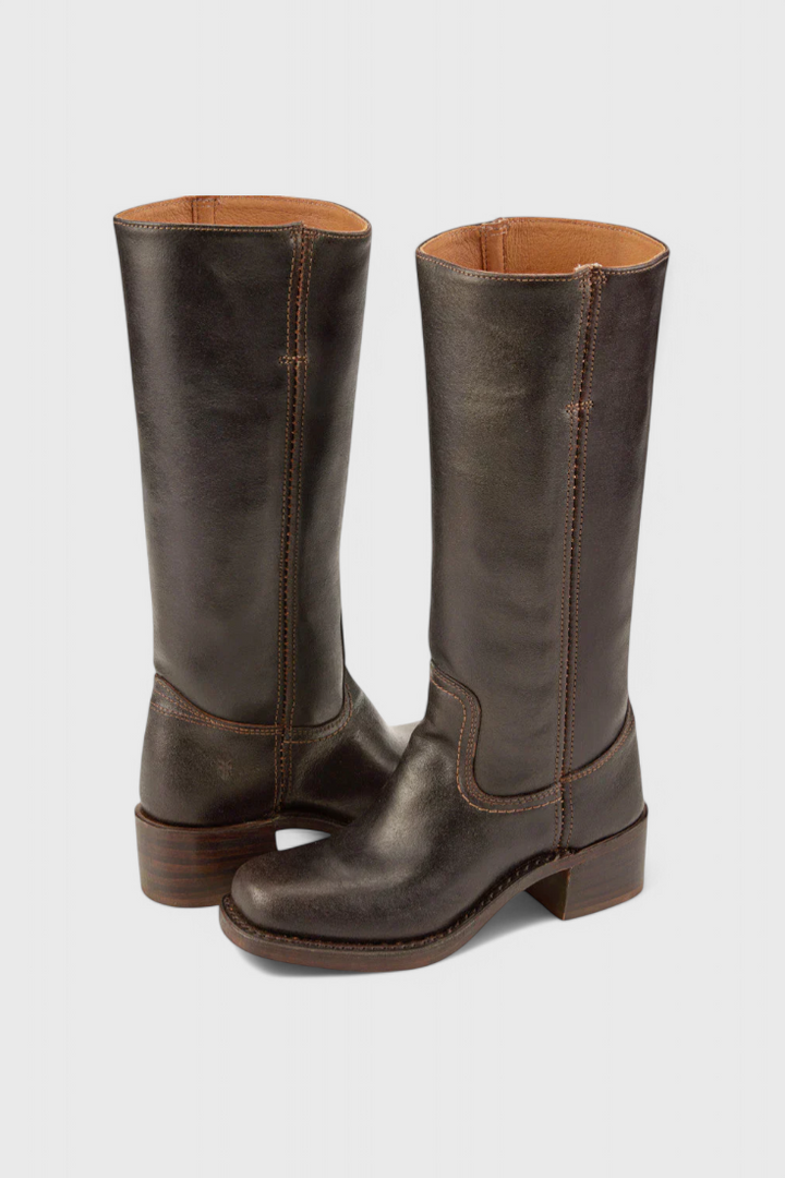 Nora | Women's Mid-Calf Leather Boot with Block Heel