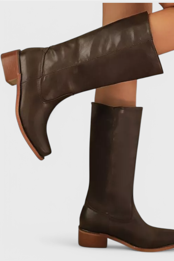 Nora | Women's Mid-Calf Leather Boot with Block Heel