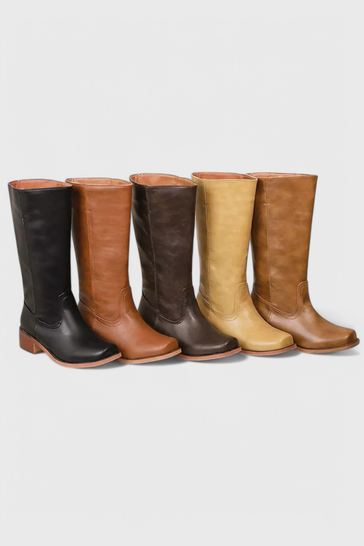 Nora | Women's Mid-Calf Leather Boot with Block Heel