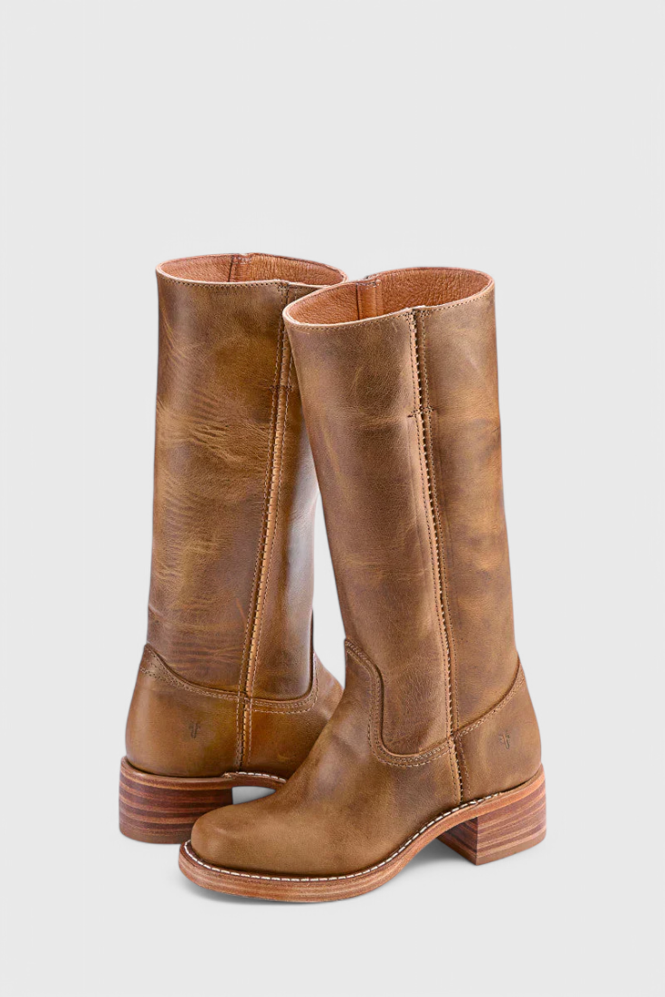Nora | Women's Mid-Calf Leather Boot with Block Heel