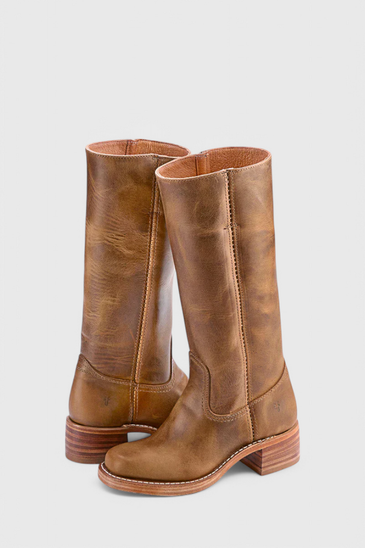 Nora | Women's Mid-Calf Leather Boot with Block Heel